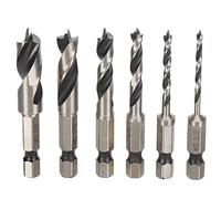 6Pcs 3 Point Drill Bit Set, High Speed Steel Imperial Wood Drill Bits for Hardwoods like Maple Oak Cherry, Precision Drilling for Furniture Making and Cabinetry