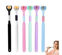 6PCS 3 Sided Toothbrush Adult Autism Toothbrush Colorful Three Sided Toothbrushes Autism Deep Clean Oral Care Sensory Toothbrushes Soft Bristles