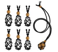 6PCS 3 Sizes Adjustable Crystal Holder Necklace Cage Black Empty Stone Necklaces Cord Hand-Woven Interchangeable Pendant Net Cages for Quartz Gemstone, DIY Jewelry Making(Suitable for Large Stones)