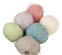 6PCS 300g Colorful Long-Haired Alpaca Mohair Yarn, Handmade DIY Material, Knitting Needles, Autumn and Winter Fashion Women's Sweater, Coat, Shawl Yarn Ball Crochet Kits for Beginners Adults(02 Beige)