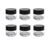 6Pcs 30G Empty Clear Round Plastic Jars with Black Screw-On Lids Refillable Wide Mouth Airtight Cosmetic Bottles Storage Containers Vials for Cream Powder Samples Food Jewelry Craft