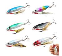 6Pcs 30g Sea Fishing Bait, Sea Fishing Tackle, Slow Sinking Casting Baits, Suitable for Saltwater Trips, Pier Angling Surface Lures for Sea Bass Mackerel Trolling