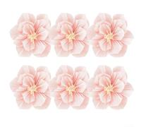6pcs 3D Crepe Paper Flowers Artificial Flower Decorations for Wedding Birthday Baby Shower Party and Home Décor Handcrafted Large 20cm Diameter Vibrant Colours Easy to Install(Peach color)