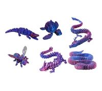 6PCS 3D Printed Animals, Mini 3D Printed Toys for Home Decoration, Office Desk, Stress Fidget Toy, 3d Printed Toys, Unique Gift for Collectors(Laser Purple)
