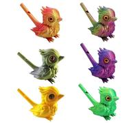 6Pcs 3D Printed Bird Whistle, Water Fillable Plastic Bird Call Toy, Realistic Animals Models Creative Simulated Birds Whistle 3D Printing Musical Instrument Collectible Gift for Birds Enthusiasts