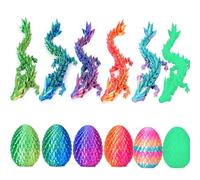 6PCS 3D Printed Dragon Eggs with Dragon Inside, Easter Dragon Eggs, Articulated Crystal Dragon, Mystery Dragon Egg Fidget Toy, Easter Basket Stuffers 3D Printed Animals Set (6PCS)