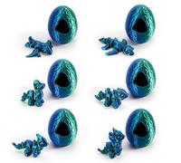 6Pcs 3D Printed Dragon with Egg, Mini 3D Printed Animals, Easter Basket Stuffers Gift, Dragon Whelp Model in Egg for Kids, Friends, Dinosaur Egg Toys for Education and Stress Relief, Home Office Decor