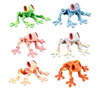 6Pcs 3D Printed Magnetic Frog Fridge Magnets Articulated Magnet Frog Toy with Movable Joints Cute 3D Printed Animals Frogs Decoration for Refrigerator Home Kitchen Office Car Desktop Decor