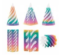 6Pcs 3D Printed Spiral Cone Fidget Toy 3D-Printed Sensory Stress Relief Pyramid Fidget Toys for Adult Gift Mini Vortex Cones Sculpture Colourful Desktop Decor for Office Home