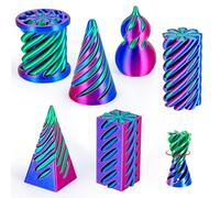 6PCS 3D Printed Spiral Cone Fidget Toys, Impossible Pyramid Passthrough Sculpture Spiral Fidget Toys for Stress Relief, 3D Printed Fidgets & Fun Desk Toy, ADHD Focus & Sensory Random Stuff Gifts
