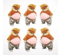 6PCS 3D Shiba Inu Dog Belly Sticker, 3D Silicone Door Stopper Wall Protector, Super Soft Anti-Collision Sticker, Cute 3D Dog Design for Shock Absorption and Quiet Protection on Door Wall Refrigerator