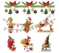 6PCS 3D Xmas Ornament Decorations Funny Santa Ornament Decorative Xmas Decor Hanging Xmas Decorations Xmas Hanging Ornaments Tree Decorations