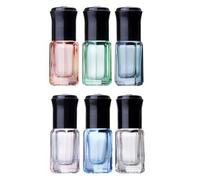 6Pcs 3ML Empty Clear Colorful Octagonal Glass Essential Oil Roller Bottles with Steel Roller Balls and Black Caps Refillable Perfume Roll-on Bottle Sample Dispensers Storage Container Vials Jars