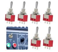 6pcs 3Pin 3Position Round Rocker Toggle Switch ON-OFF-ON Illuminated Red Mini High Performance Way Toggle Switch 6A 125V for Car Boat Electronic Equipment MTS-103
