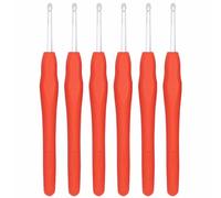 6Pcs 4.5mm Aluminum Soft Grip Rubber Ergonomic Handle Crochet Hook Knitting Needles US Size 7 for DIY Yarn Craft,Nice Gift for Women Adults Kids Children Beginners (Red)