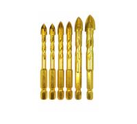 (6pcs) 4/6/8Pcs 1/4 Inch Hex Shank Twist Glass Bits Set Titanium Ceramic Drilling 6-12mm Tile Concret Cross Tip Hole Bit