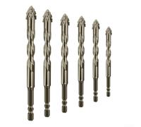 6pcs 4 Flute Sawtooth Carbide Drill Bits for Wood and Metal, Eccentric Design in 4/5/6/8/10/12mm Sizes for Faster Drilling and Reduced Friction on Various Materials