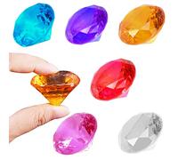 6Pcs 40mm Gemstones for Kids, Big Size Kids Diamond Toy Acrylic Diamond Gems Jewels Large Pirate Treasure Chest Hunt Toy Fake Plastic Children Crystals for Party Favors Wedding Decorations Vase Filler