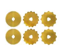 6pcs 45mm/1.77in Rotary Cutter Blades, SKS7 Titanium Plating Crochet Edge Skip Fabric Blades Supplies for Olfa Martelli for Sewing Crafting Quilting Cutting (12/15/35 Teeth)