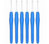 6Pcs 4mm Aluminum Soft Grip Rubber Ergonomic Handle Crochet Hook Knitting Needles US Size G (Size 6) for DIY Yarn Craft,Nice Gift for Women Adults Kids Children Beginners (Blue)