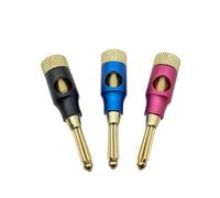 6Pcs 4mm Metal Pure Copper Gold-plated Banana Connector For Audio Video Speaker Cable Solderless Side Stackable Banana(Blue 6Pcs)