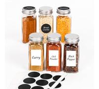 6Pcs 4oz Spice Jars with Label, Empty Seasoning Containers with Shaker Lids