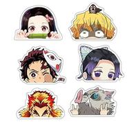 6Pcs 5.51" Jumbo Demon Slayer Peeker Anime Character Car Decal Sticker for Car Window Door Laptop Water Bottle Motorcycle Tablet Cellphone Decoration