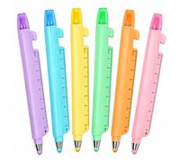 6PCS 5-in-1 Multifunction Ruler Stylus Pen, 0.5mm Ballpoint, Phone Holder | Multi-function pen with touch screen stylus, ruler and highlighter; suitable for school, office, study and everyday tasks