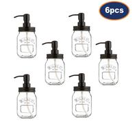6Pcs 500Ml Kilner Glass Lotion Bathroom Shower Pump Liquid Bath Soap Dispenser