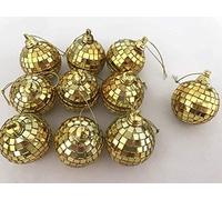 6Pcs 5cm Gold Disco Balls Christmas Baubles, Mirror Mosaic Xmas Tree Ornaments Hanging Pendants, Festive Party Festival Wedding Home Decor Accents for Christmas Tree Wreaths Garlands
