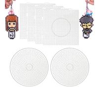 6Pcs 5mm Fuse Beads Boards, Large Beads Pegboards(Round Square),Transparent Bead Boards for Children DIY Handmade Products