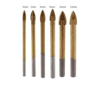 6PCS 6-12mm Carbide Drill Bits for Concrete, Tile, Brick, Wood and Metal, Triangle Shank, Gold
