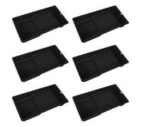 6pcs 6 Inch Black Plastic Paint Tray with Built-in Filter Grid | Sturdy Grid, Even Paint Distribution, Stable Support, Efficient Paint Separation, Washable for Home Projects and Professional