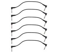 6PCS 6 Inch Guitar Cables, Black Guitar Pedal Cable Effect Cable Cord, 1/4 Inch Right Angle Guitar Cable