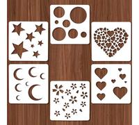6PCS 6 Styles Moon and Star Stencils, Reusable Acrylic Templates, Includes Moon, Star, Round Designs, Suitable for Painting on Furniture, Wood, Canvas Ideal for Home Decoration and Craft Projects