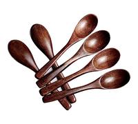 6Pcs 6inch 15cm natural nanmu wood spoon,Wooden Spoons,small Soup Spoons,Serving Spoons,Wooden Teaspoon for Coffee Tea Honey Dessert Cooking Mixing for Daily Use Brown Wooden Kitchen Utensil (6)