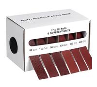 6PCS 6M Abrasive Sandpaper Emery Cloth Roll, 80-600 Grit 6 Rolls Sanding Belt Drawable Emery Cloth Sandpaper Dry Abrasive Belt Box Wood Grinding Roll Belts for Wood Turners, Automotive