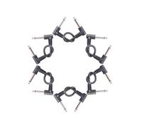 6Pcs 7 Inch Guitar Patch Cables, Oxygen- Copper Core, Right-Angle Connectors, 1/4 Plug Diameter, Black, 3Pcs 6in, 6Pcs 6in with Noise Reduction Line for Music Recording (6Pcs 18cm)