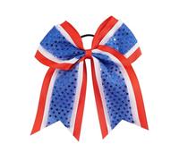 6pcs 7 Inch Large Cheerleading Bowknot Elastic Hair Band Kids Girls Children Beautiful Hair Accessories For Girls(Color D)
