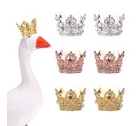 6pcs 7 Inch Mini Desk Goose Crown,Small Tiny Micro Metal Magnetic Goose Statue Headwear Little Cute Desktop Gooses Outfits Clothes Costume Accessories for Toy Doll Decoration