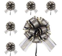 6pcs 7inch Large Pull Bows Wrapping Pull Bow Ribbon Black,Midnight Ribbon Pull Bows Gift Wrap Bows for Gift Wrapping Baskets Wedding,Valentine's,Birthday Gift,Christmas,Flower Decorations Pull Bows