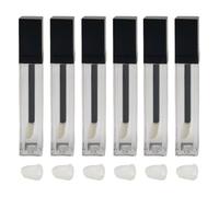 6PCS 7ML Clear Empty Square Lip Gloss Tubes with Black Wand and Rubber Stopper Plastic Lip Balm Containers Lipstick Tube Sample Packing Bottles DIY Lipgloss Kit