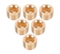 6pcs /8 Brass Npt Male Plug with External Thread and Hex Socket | Golden Brass Build, Seals Unused Ports, Suited to Pneumatic Pipelines and Maintenance Work