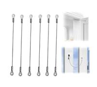 6PCS 8" Cabinet Door Restraint, Stainless Steel Hinge Limiter with Flexible Braided Cabinet Door Restraint Cable, Secure Fixing Eyelets for Chest Cupboard Doors, Windows, Curtains & Hanging Lamps
