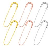 6pcs 8 cm Long Extra Large Safety Pins Metal Heavy Duty Big Blanket Pins Strong Clothing Crafts Pins for Leather Canvas Skirts Kilts Sewing Quilting, 3 Colors