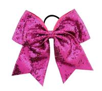 6pcs 8 Inch Sequins Dovetail Bow Hair Loop Shiny Bows With Elastic Ties Sparkly Headwear For Holiday(Color 8)