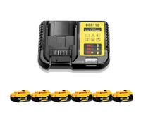 6PCS 8000mAh/8.0Ah Lithium Ion Battery Replacement for Dewalt Battery 18V with Charger Combo Compatible with Dewalt 18V Battery DCB184 DCB200 DCB180 DCB181 DCB182 DCB201 DCB200-2 with LED Indicator