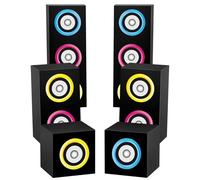 6Pcs 80s 90s Party Decorations Large Music Party Decoration Boxes Large Paper Boombox Boxes Boom Box Decorations for Retro 1980s 1990s Theme Birthday Disco Music Neon Supplies