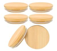 6PCS 8CM Mug Cup Lid Circular Solid Wood Glass Bottle Aromatherapy Can Lid Can Be Reused for Storing Things in Home Warehouses