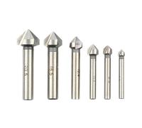 6Pcs 90° 3-Flute HSS Chamfering Cutter Set, 6.3-20.5mm Countersink Drill Bit Hole Opener(6pcs)
